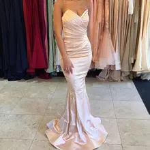 Fashion Sweetheart backless mermaid bridesmaid dresses floor length satin cheap bridesmaid prom dress vestido de festa