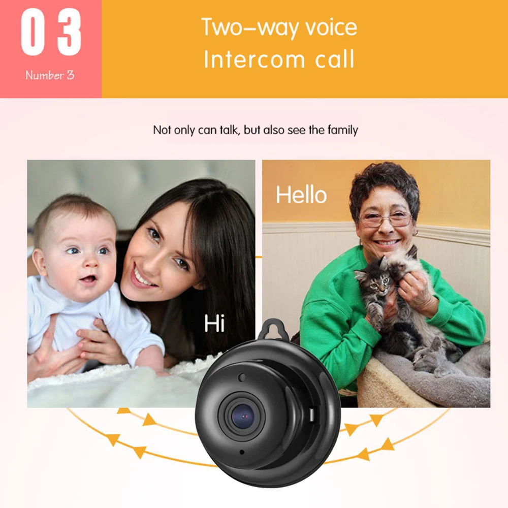 Мини-камера, беспроводная, 1080 p, wifi, инфракрасная, ночное видение, IP камера, двухсторонняя, голосовое обнаружение движения, маленькая, портативная, няня, скрытая камера