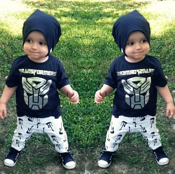 

TZ-297 2019 summer new arrival comfortable baby boy clothes sets short-sleeve T-shirt letters printed + pants 2 pcs boy clothes