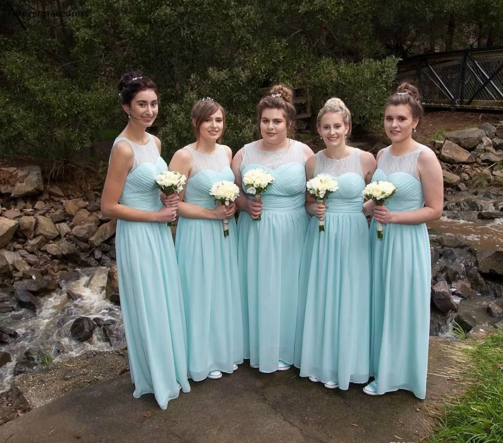 

2019 Mint Green Bohemian Bridesmaid Dresses Summer Country Garden Wedding Party Guest Maid of Honor Gowns Plus Size Custom Made