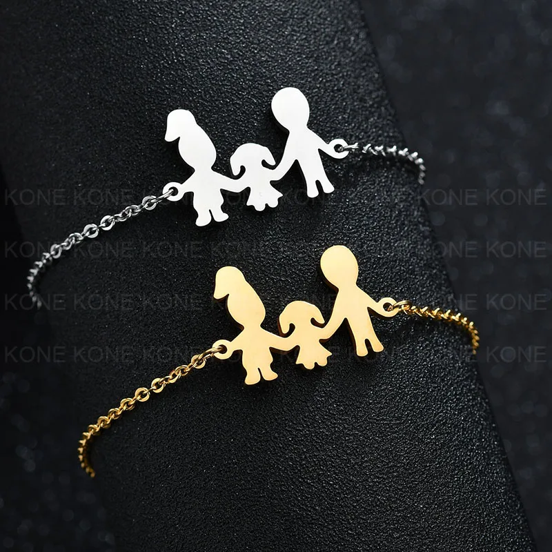 UZone Brand Stainless Steel Charm Bracelets Bangles For Family Women Men Dad Daughter Son Gold Color Jewelry Drop Shipping