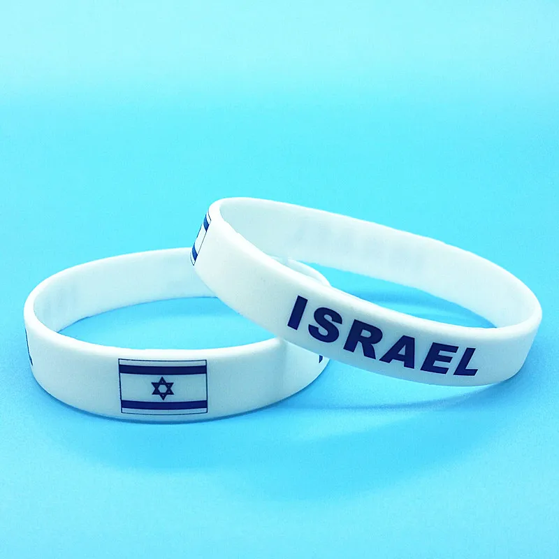 100pcs Israel Flag Logo Bracelets Men Hologram Sport Silicone Bangle
