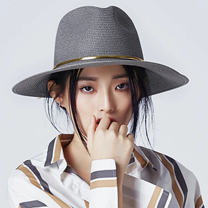 Модная Летняя женская Соломенная фетровая шляпа с широкими полями|panama sun hat|fashion
