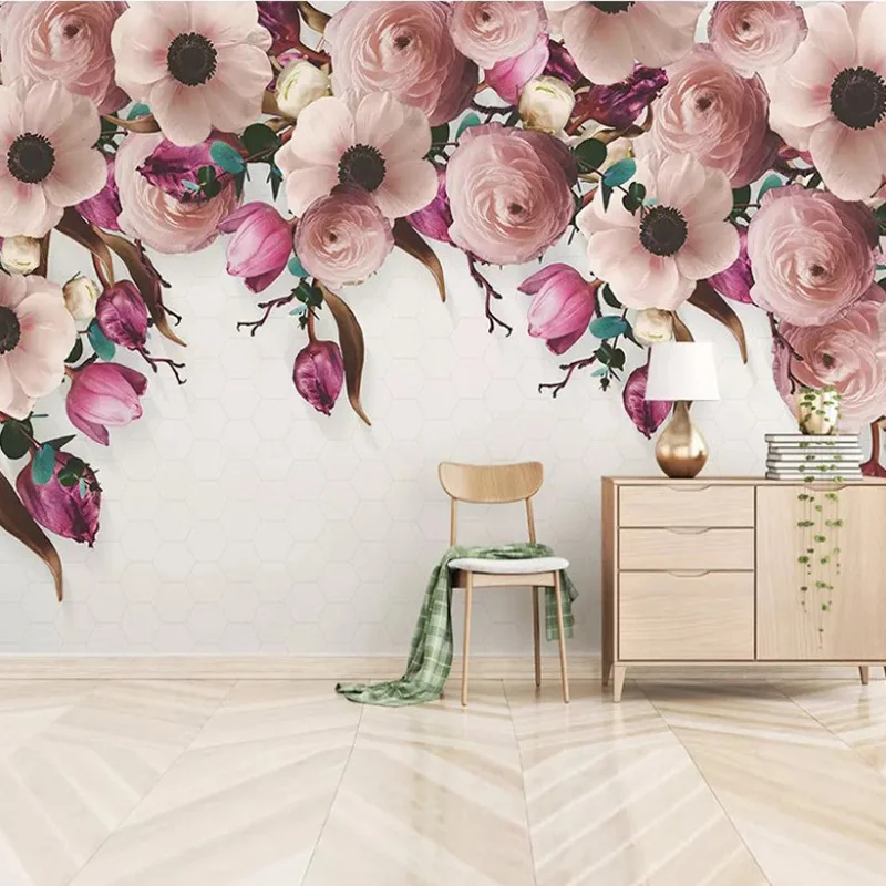 Custom 3d mural Large mural hand-painted floral wallpaper bedroom TV backdrop wallpaper American retro dark wall paper mural Custom 3d mural Large mural hand-painted floral wallpaper bedroom TV backdrop wallpaper American retro dark wall paper mural