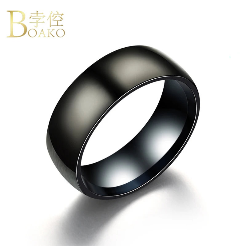 

BOAKO 2018 Fashion Charm Jewelry Ring Men Stainless Steel Black Rings For Women Size 10 11 12 13 anillos mujer Drop Shipping