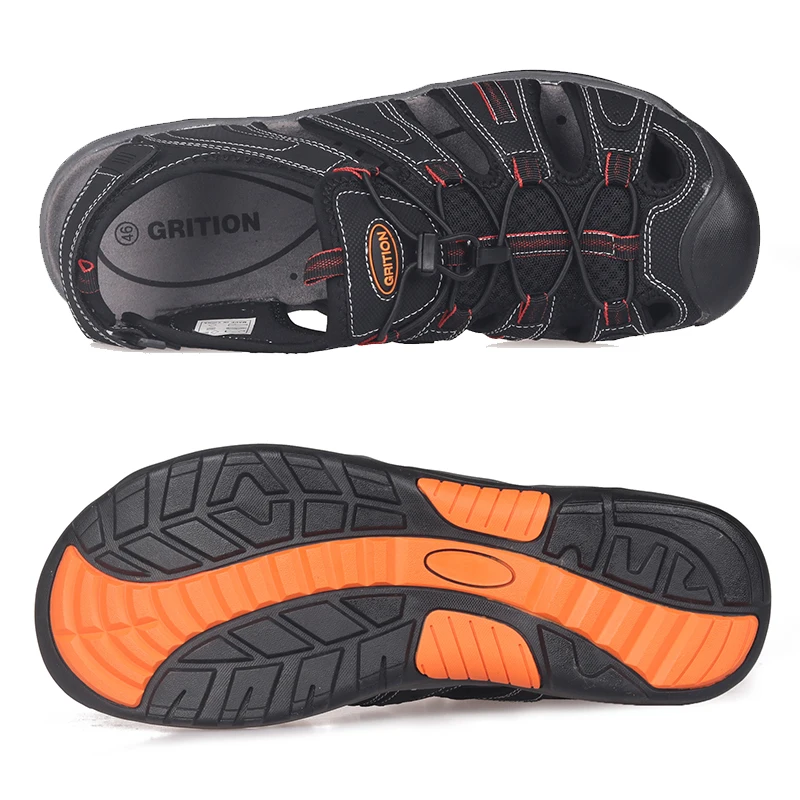GRITION Men Sandals Thick Sole Outdoor Beach Breathable Summer Trekking Sport Shoes Nubuck Leather Rubber Clog Male 2020 Sale GRITION Men Sandals Thick Sole Outdoor Beach Breathable Summer Trekking Sport Shoes Nubuck Leather Rubber Clog Male 2020 Sale