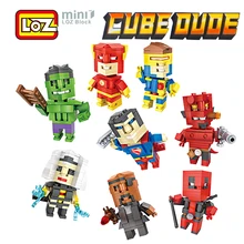 LOZ Deadpool Superman Hellboy Flash Cyclops Nick Mini Figura Modelo Brinquedo Blocos de construção Cubo Cara Para A Idade 6 + Oficial autorizado