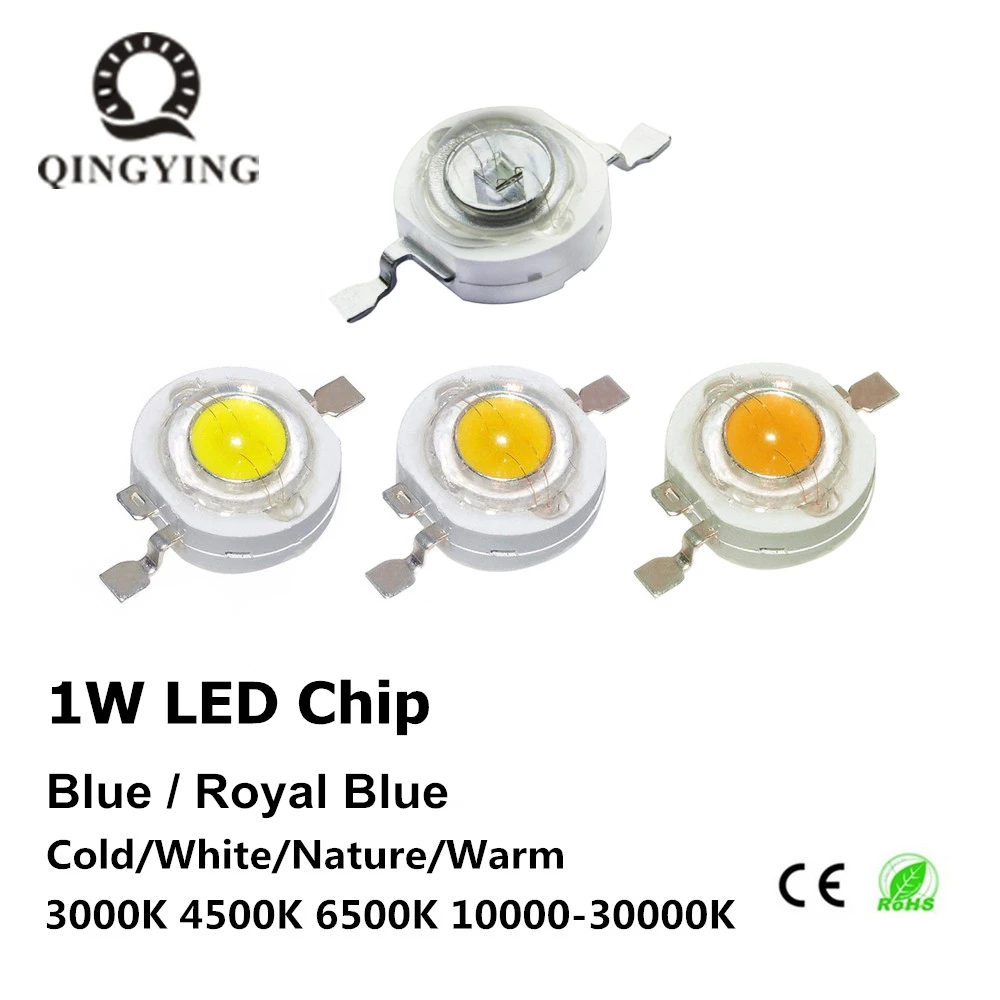 10-1000 Pz 1 W Ad Alta Potenza Led Light-Emitting Diode Led Chip Smd Caldo Bianco Blu Royal Per Il Fai Da Te Riflettore Di Downlight Della Lampadina