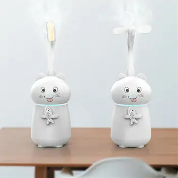 

USB Mini Cat Air Diffuser Aroma Oil Humidifier Night Light Up Home Relaxing Defuser Pet Humidifiers Air Freshener With small Fan