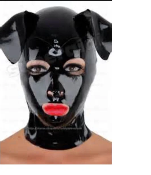 

Latex new mask hats hood cosplay with big protruding flappy ears including back zipper