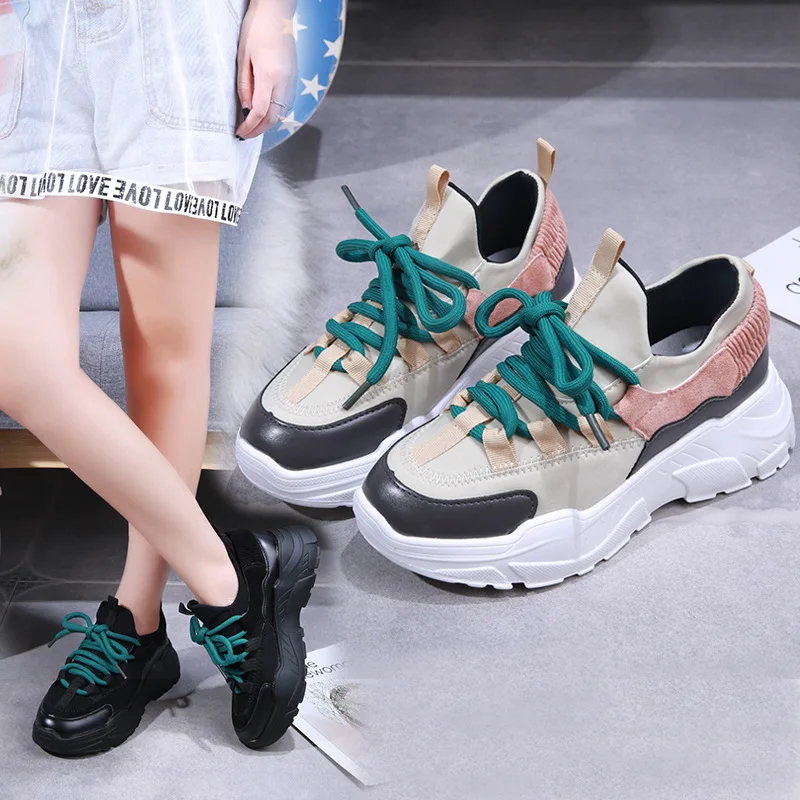Sport Style 2019 Harajuku Loisirs College Étudiants Papa De Chaussures Universitaire Dames Rue School noir Décontracté Et Beige Nouvelles wvtrStqY