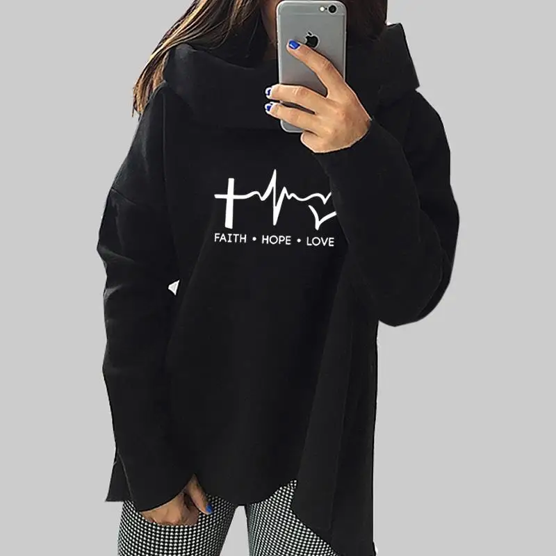 2019 модная Рождественская одежда с надписью Faith Hope Love женские толстовки Зимний