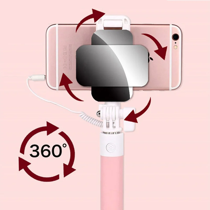 

Folding Mini Selfie Stick Rod-controlled Mirror 360 Degree Pocket Portable Self-timer Monopod for IPhone Samsung Xiaomi Phone