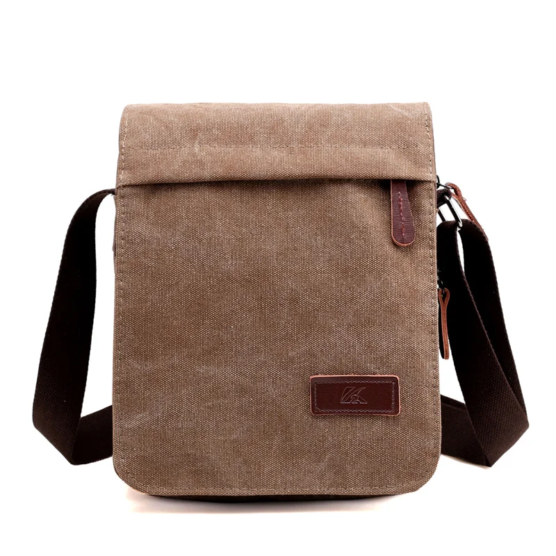 

New Fashion Men Messenger Bags Canvas Bag Casual Vintage Flap Solid High Quality Canvas Zipper Packet Shoulder Bags