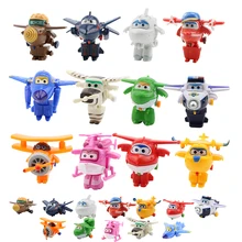 4/5/8/12 uds/set Super Fly Hero Mini aviones juguetes de alas transformación Jet animación acción figura juguetes ABS para niños