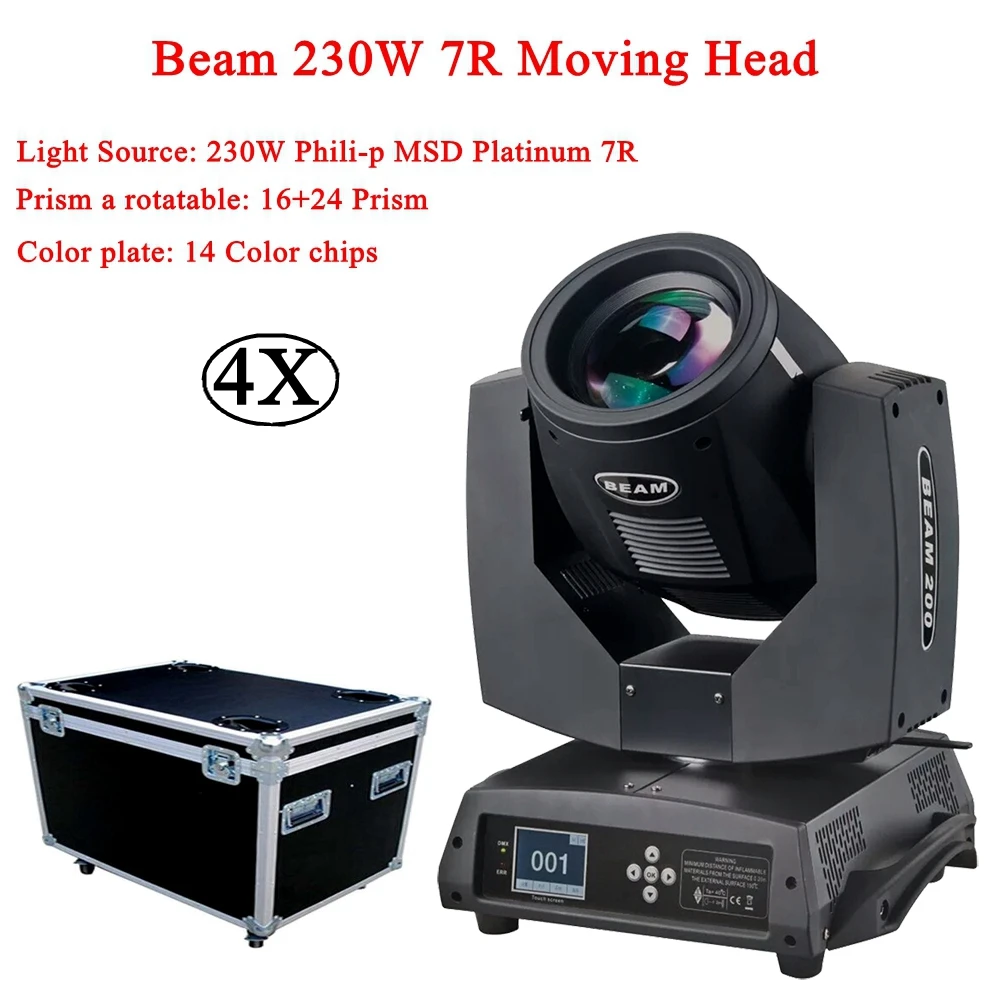 4Pcs/Lot 230W Beam Moving Head Sharpy lyre Beam 230W 7R Moving Head Light Touch Screen Beam 230W Beam 7R Stage Disco DJ Lights