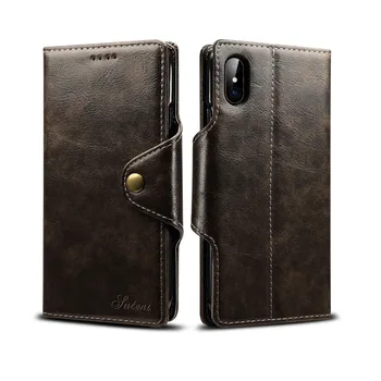 

Genuine Leather Case For iPhoneX Retro Vintage Wallet Case For iPhone8 8Plus High Quality leather Flip Cover For iPhone7 7Plus