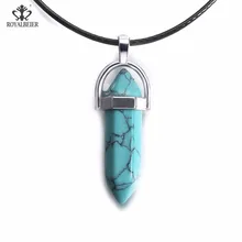 ROYALBEIER шестиугольная колонна ожерелье натуральный кристалл камень тигровый глаз кулон кожаные цепи ожерелье для женщин ювелирные изделия