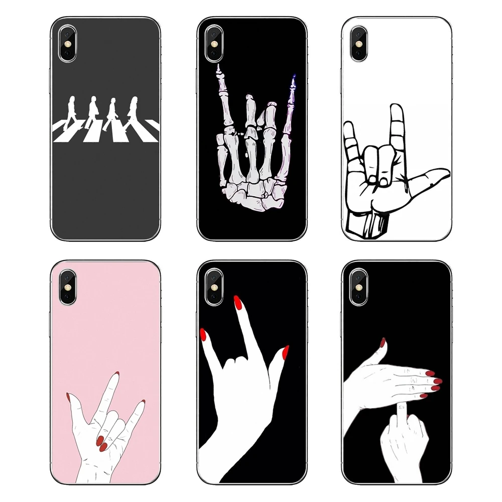 For Huawei Honor 8 8C 8X 9 10 7A 7C Mate 20 Lite Pro P Smart Plus Rock Hand Gesture Sign Soft Transparent Cases Covers |