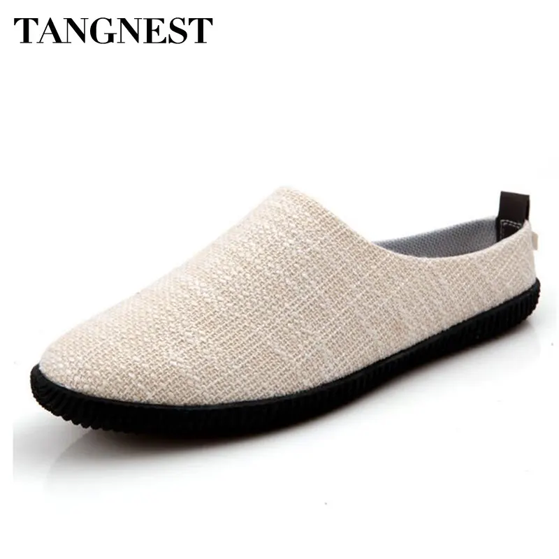 

Tangnest NEW Hemp Men Casual Shoes Summer Style Slip-on Canvas Flats Men Non-Slip Slippers Breathable Loafers Man Shoes XMR2809