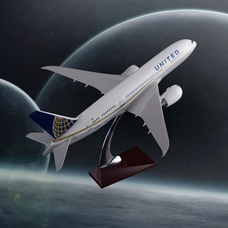 Модель самолета из смолы 43 см модель авиакомпании B787 United Airlines Боинга 787 США ручной