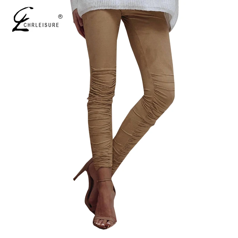 CHRLEISURE Solid Color High Waist Sand Pants Ladies Pants Fashion