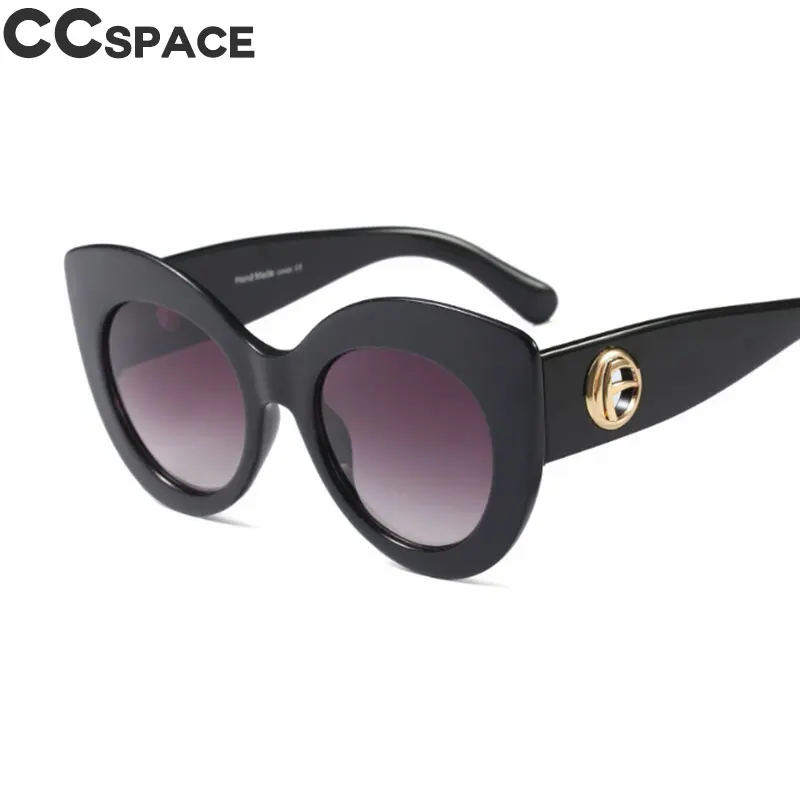 Роскошные большие солнцезащитные очки кошачий глаз для женщин Модные Оттенки UV400 CCSPACE винтажные брендовые дизайнерские очки Oculos 45614 - Цвет линз: C1 black grey