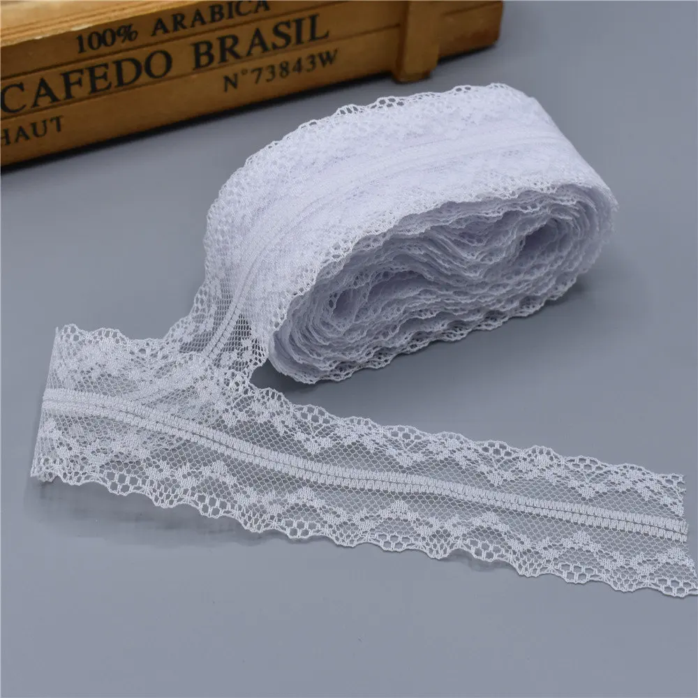 10 Yards White Lace Ribbon Tape 40MM Wide Trim DIY Handicrafts