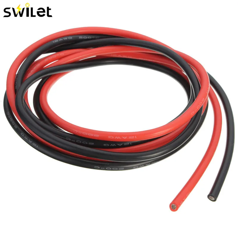 

12 AWG 10 Feet 3 Meters Gauge Silicone Wire Flexible Stranded Copper Cables For RC Power Refit Electrical Both Black/Red Wires