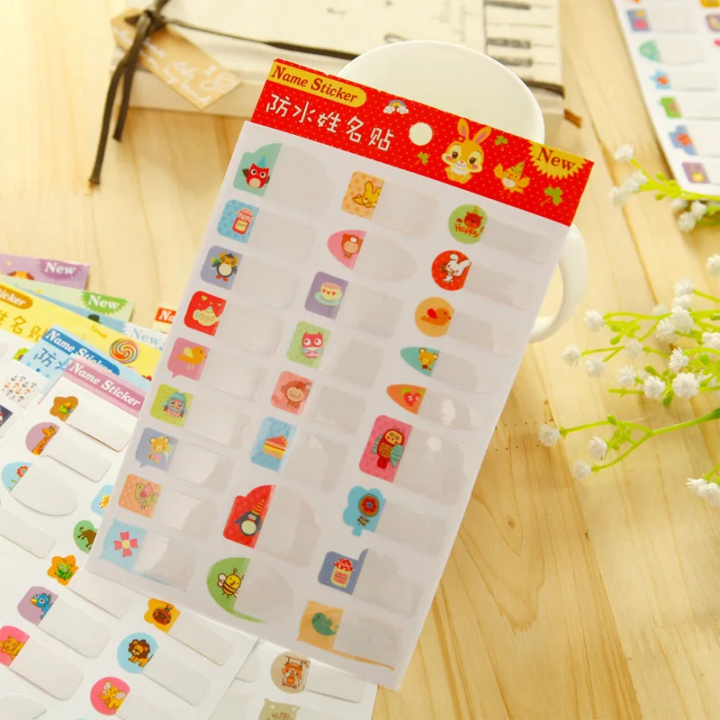 

Creative Cartoon name stickers Sticky Notes Memo Pad Color waterproof Paper Sticker Transparent Children girls boys PVC Stickers