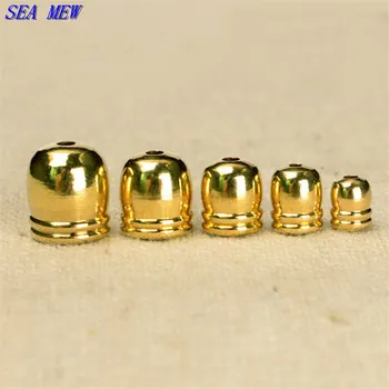 

SEA MEW Wholesale Raw brass End Caps Crimp Beads Covers Tassel Caps 10 Kinds Of Size For Jewelry Findings 100 PCS 597bz