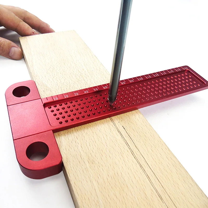 

Woodworking Scriber T-Type Ruler 160mm Hole Positioning Scribing Gauge Crossed Feet Metric Measuring LKS99