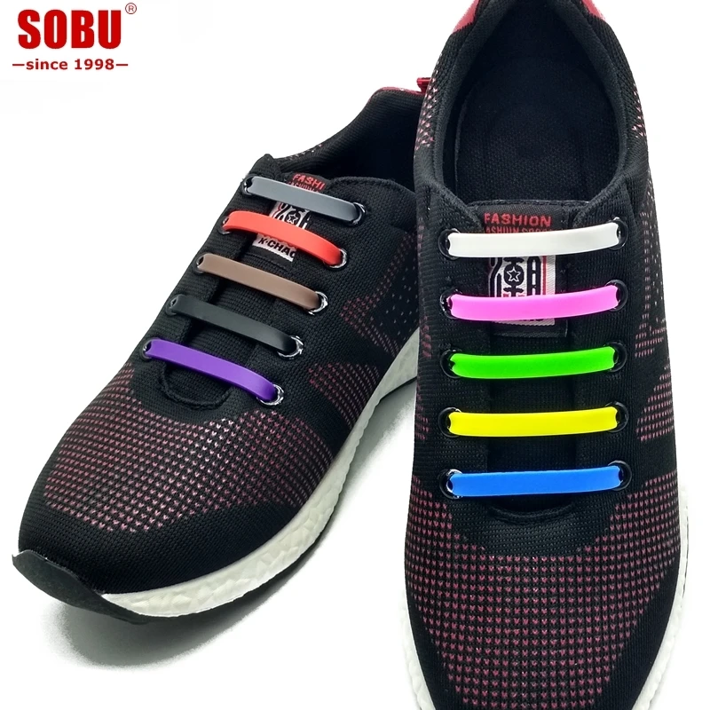 

SOBU Brand 12pcs/lot Non-Polluting Elastic Silicone Shoelaces T000