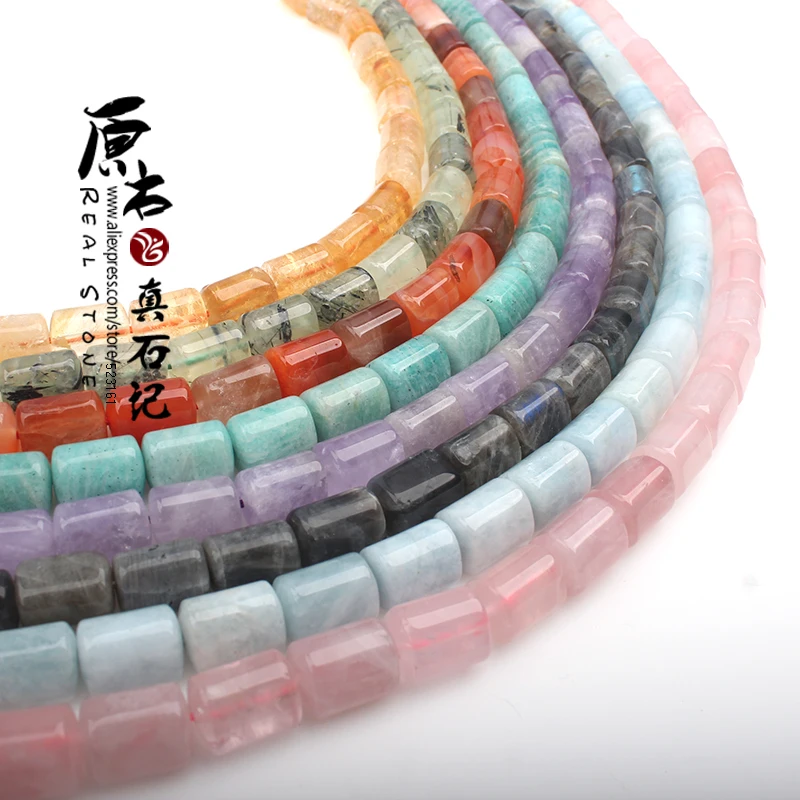 

1 Strand Triangular Prism Natural Aquamarin Amazon Rose Prehnit e Tiger Eyes Faceted Oval Punched Quartz Crystal Jewelry Beads
