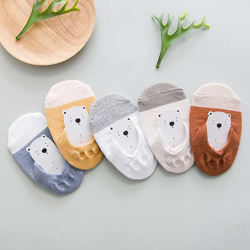 

2018 New Invisible Ship Socks Thin Cotton Kids Socks Baby Slip Socks Solid Color Boys and Girls Children Socks 5 pairs /lot
