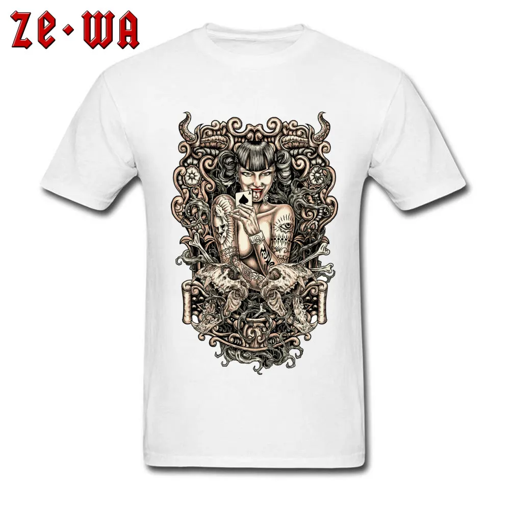 Funny Short Sleeve Tops Shirt Summer Fall O Neck 100% Cotton Youth T Shirts Tattooed Evil Girl Funny T-Shirt New Arrival Tattooed Evil Girl white