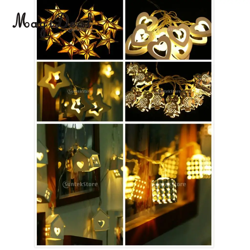

MagiDeal Romantic Battery 10 Bulbs Operated Wire String Fairy Lights Christmas Tree Wedding Party Decoration