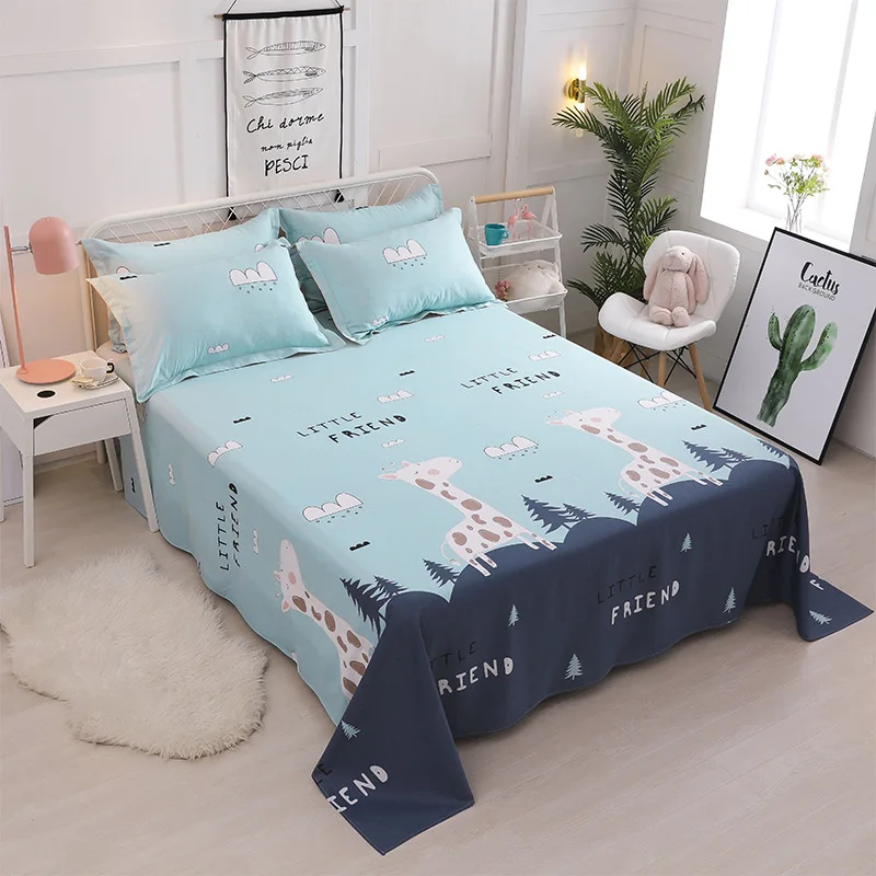 

Cartoon Cotton printing Bedding Flat Sheet Bed Linens Single / double Bedsheets Home Textile Twin Full Queen size bed flat sheet