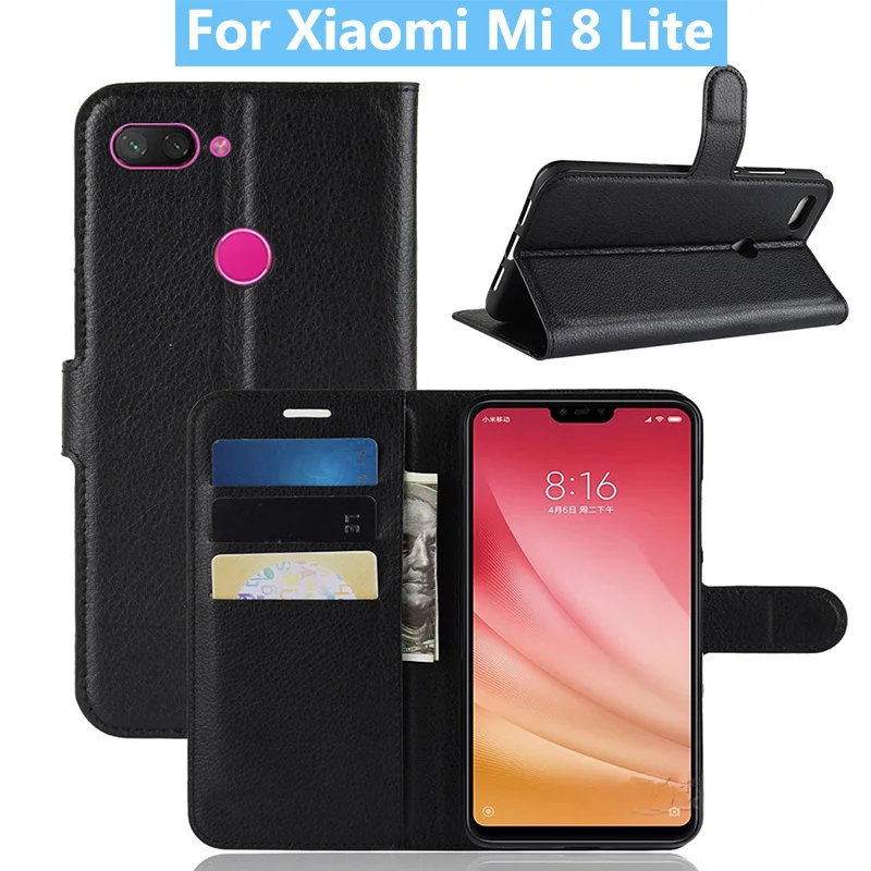 For Xiaomi Mi 8 Lite Case Flip Leather Phone for Mi8 Book Style Wallet Card Slot Stand Cases | Мобильные телефоны и