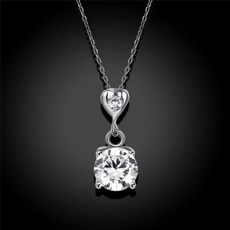 DODO 925 Sterling Silver Necklaces Heart Pendant & Long Link Chain Necklace Cubic Zirconia Jewelry Collar Colar de Plata SN50 (6)
