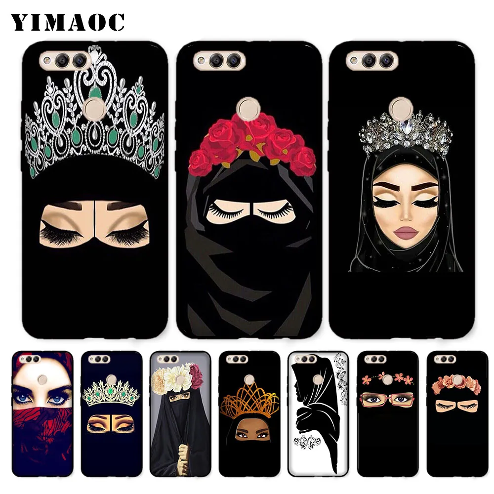 

YIMAOC Muslim Islamic Gril Eyes Soft Case for Huawei Honor Note 10 9 Lite 8C 8X 8 Lite 7X 7A 3GB Pro 7C 6A