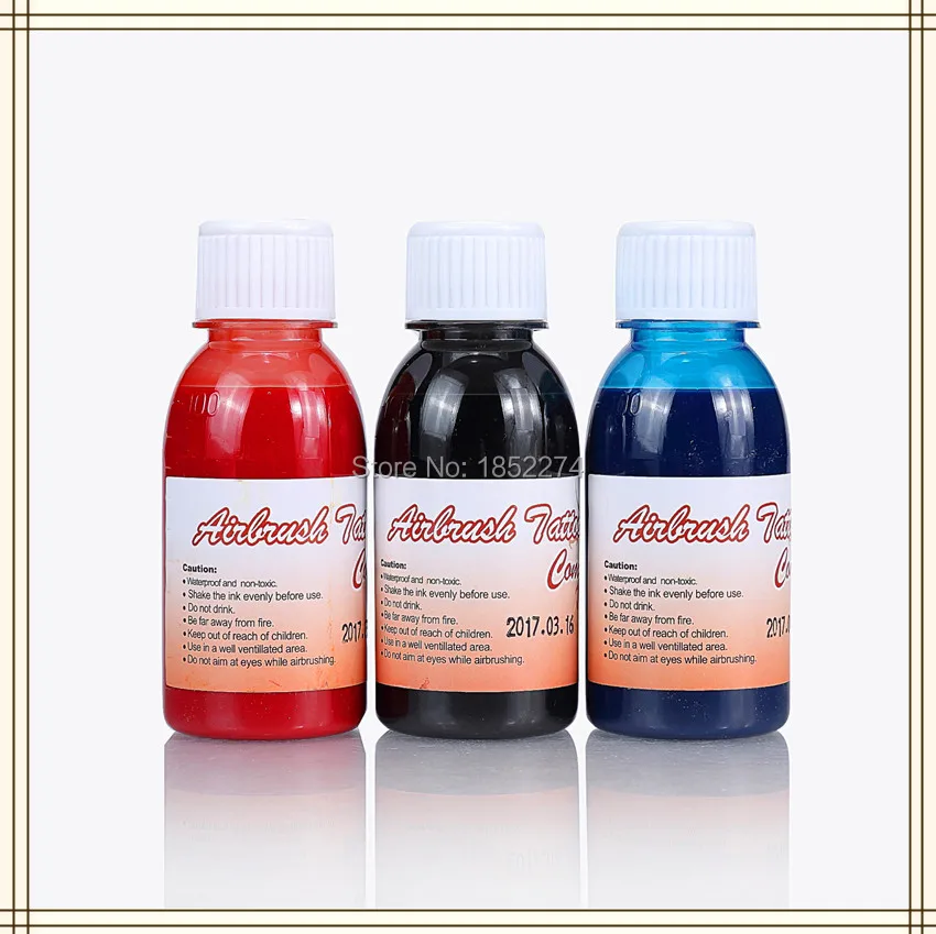 3 Bottles Golden Phoenix Temporary Airbrush Tattoo Ink For Body Art Paint Makeup Free Shipping