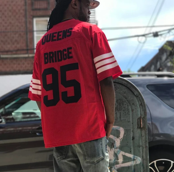 

Custom Football Jerseys Men Women Youth Prodigy #95 Shook Ones Hennessy Queens Bridge Movie T-Shirt Embroidered Stitch Any Size