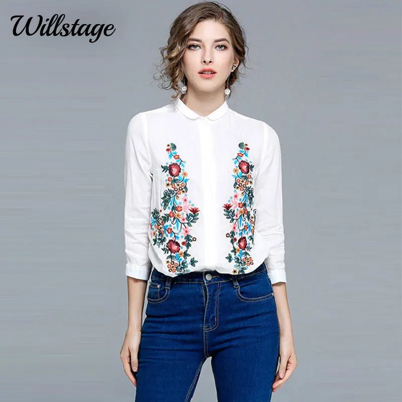 Aliexpress.com : Buy Willstage Women White Blouse Floral