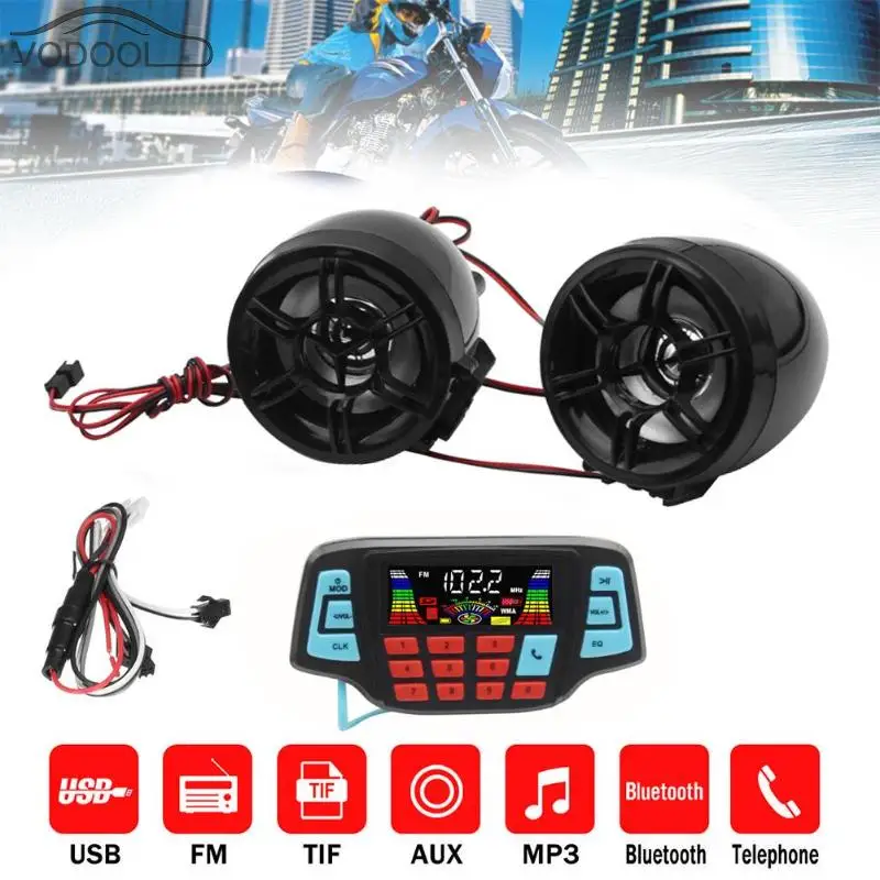 Водонепроницаемый MP3 плеер с ЖК экраном для мотоцикла USB TF карта Bluetooth свободные