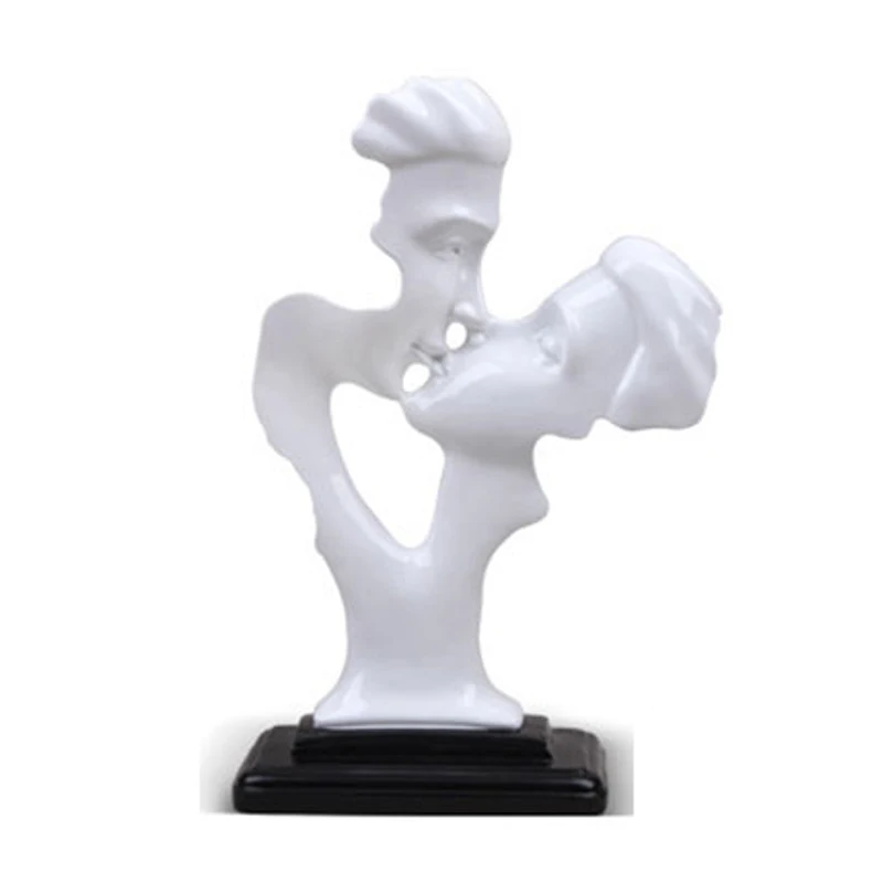 Европейские свадебные подарки креативная пара Абстрактная фигура скульптура украшения бытовой Декор изделия из смолы пара Поцелуй статуэтки - Цвет: Белый