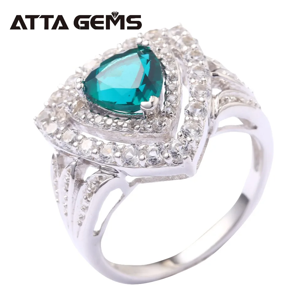 

Green Created Emerald Sterling Silver Ring For Women 2.3 Carats Emerald Design Unisex Classic Fine Jewelry Wedding and Party