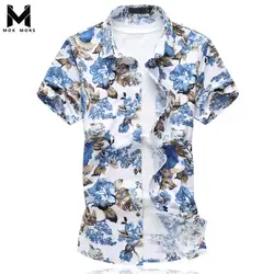 2018 г. летняя модная новая Для мужчин брендовая рубашка цветочный узор Для Мужчин's Повседневное тонкий рубашка с короткими рукавами