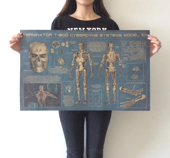 

TERMINATOR T-800 CYBERDYNE SYSTEMS MODLE 101 huge large Vintage Style Retro Paper Poster Home wall decoration