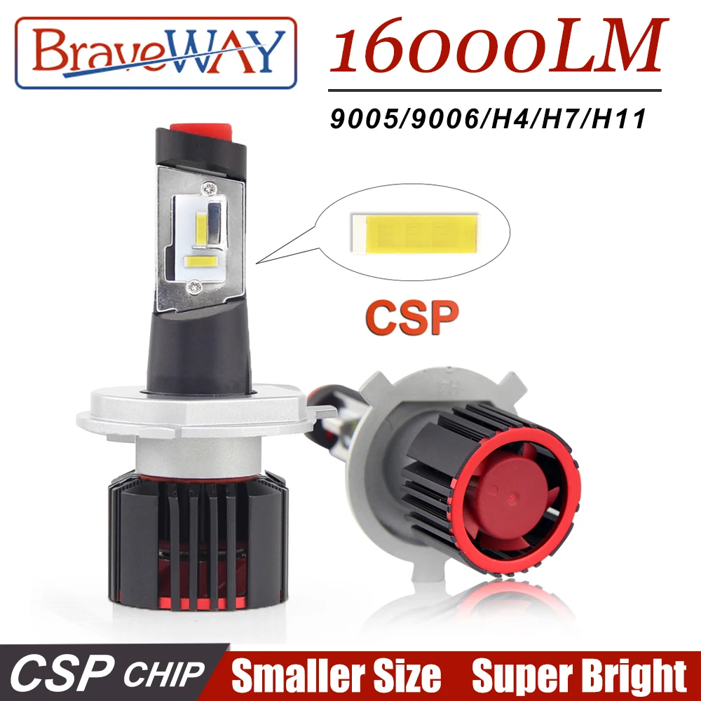 

BraveWay Super LED CSP Chip Led Bulb H4 H7 H11 9005/HB3 9006/HB4 H8 LED Lights for Auto Car Lamp for Car Headlight Bulbs 16000LM